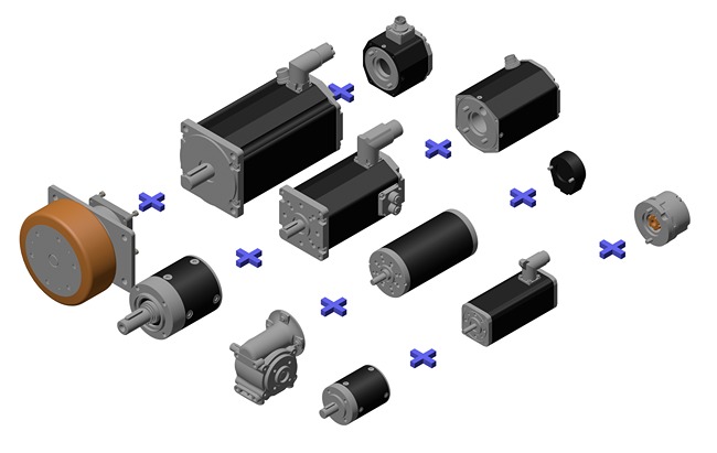 Dunkermotoren Modular motion control system with motors, gearboxes, encoders and brakes in configurable drive architecture